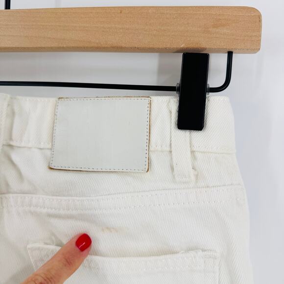 Sandro Paris Wide Leg Jeans Raw Hem Cream Denim High Rise Cotton Pants Size 36 - Picture 7 of 8